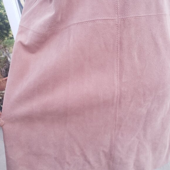 Free People Retro Love Pink Suede Shift Dress V Neck Sleeveless Pockets Medium - Picture 8 of 10